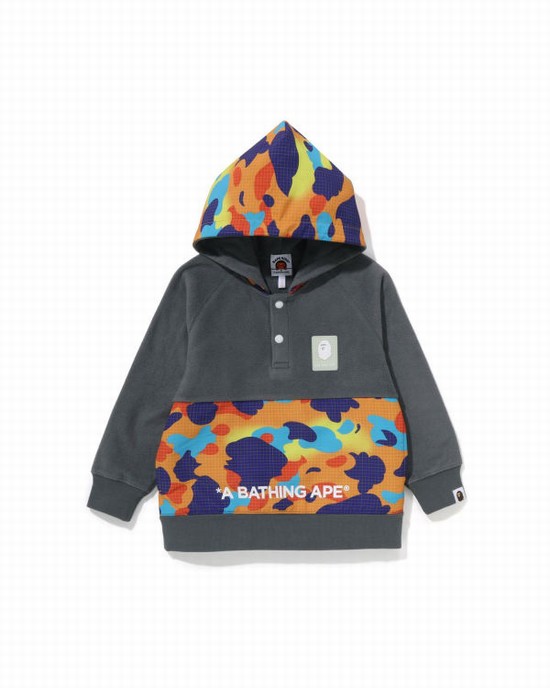 Dětské Mikiny S Kapucí Bape Grid Camo Half Snap Fleece Pullover Šedé | 73694CKLR