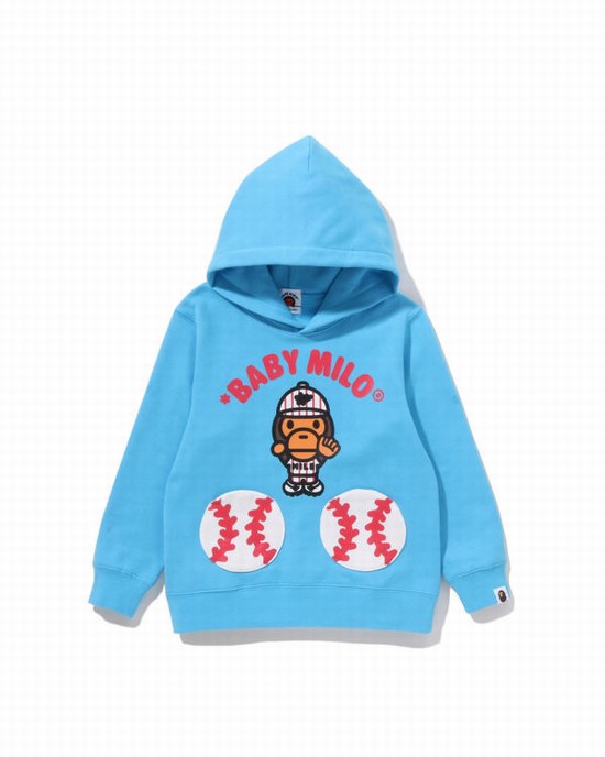 Dětské Mikiny S Kapucí Bape Milo Baseball Pullover Blankyt | 31805VZQU