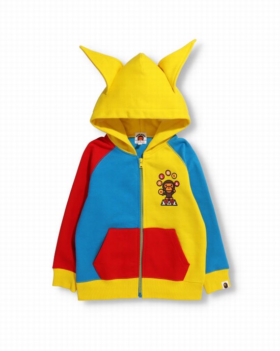 Dětské Mikiny S Kapucí Bape Milo Clown Zip Blankyt Žluté Červené | 48903QWGD