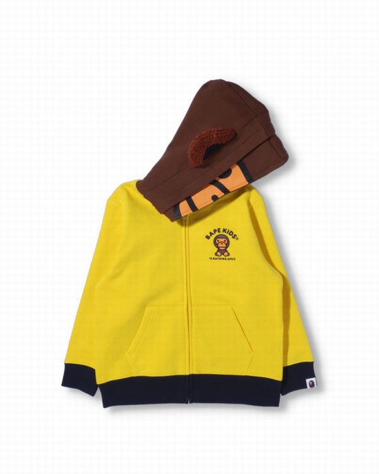Dětské Mikiny S Kapucí Bape Milo Friends Zip Žluté | 46725WQAK