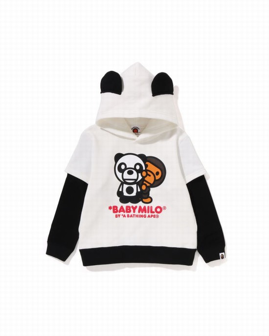 Dětské Mikiny S Kapucí Bape Milo Panda Layered Pullover Bílé | 83056BAUH