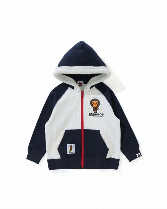 Dětské Mikiny S Kapucí Bape Milo Star Zip Tmavě Blankyt | 90153DEMP