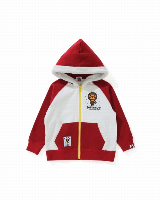 Dětské Mikiny S Kapucí Bape Milo Star Zip Světle Červené | 98752QRXK