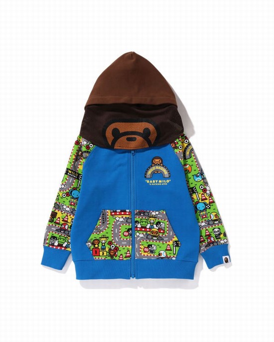 Dětské Mikiny S Kapucí Bape Milo Závodní Milo Face Blankyt | 54361DNVU