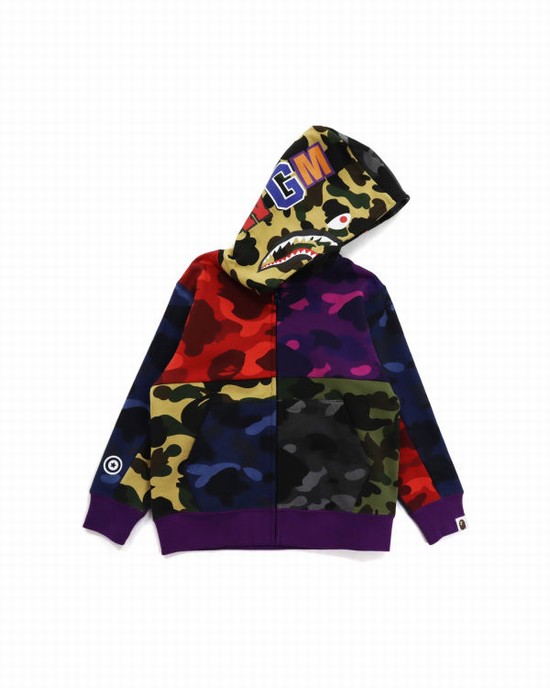Dětské Mikiny S Kapucí Bape Mix Camo Crazy Shark Zip Viacfarebný | 82973RPKY