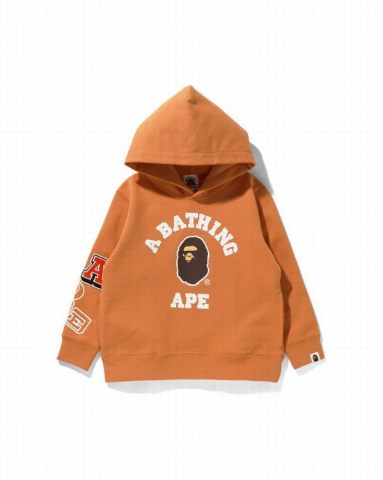 Dětské Mikiny S Kapucí Bape Multi Fonts Pullover Oranžové | 32456HAFO