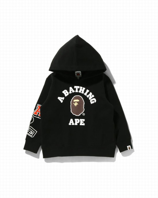 Dětské Mikiny S Kapucí Bape Multi Fonts Pullover Černé | 64910HZCA