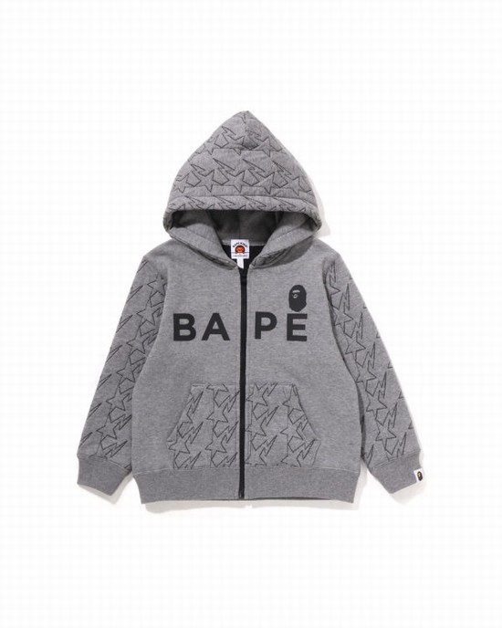 Dětské Mikiny S Kapucí Bape STA Quilting Zip Šedé | 96730JLIX