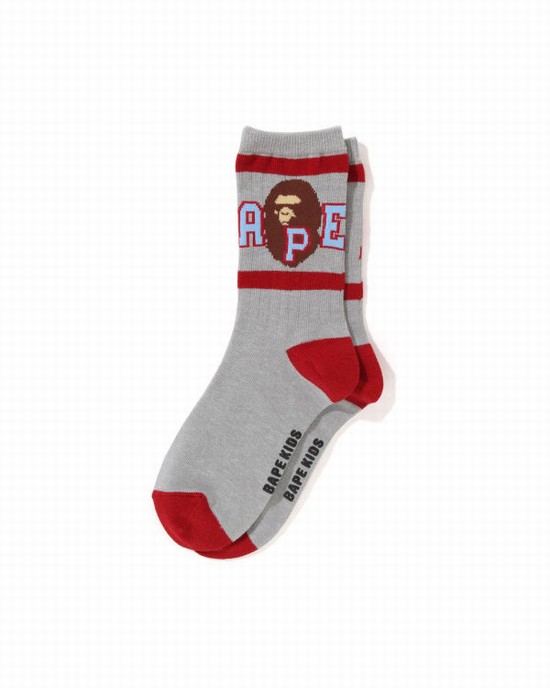 Dětské Ponožky Bape Ape Head Line Rib Šedé | 03564KZUB
