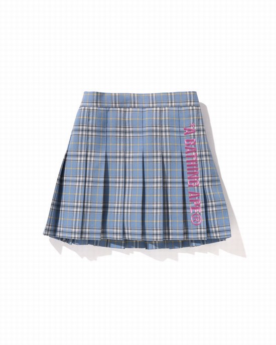 Dětské Sukně Bape Check Plisovaný Blankyt | 95684GXJL