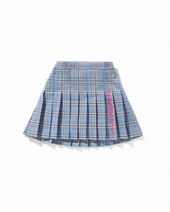 Dětské Sukně Bape Check Plisovaný Jr Blankyt | 71469PJTN