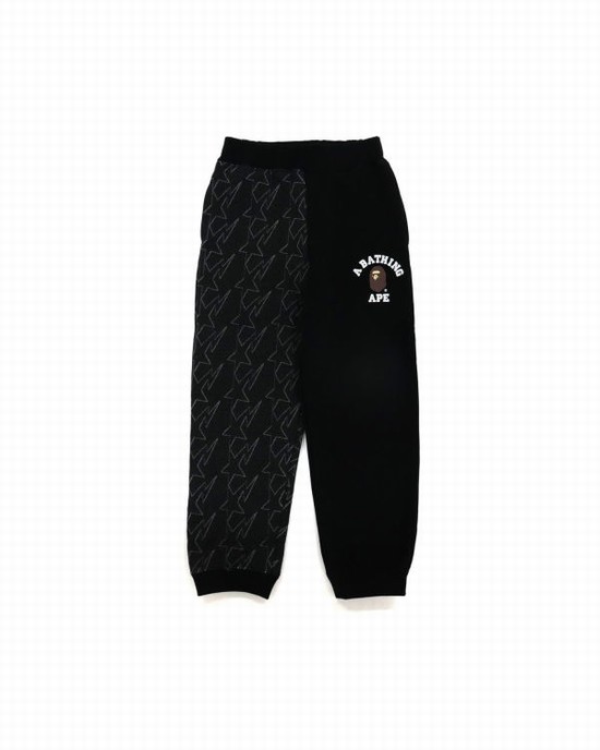 Dětské Tepláky Bape College Print Quilting Černé | 73149GDBV