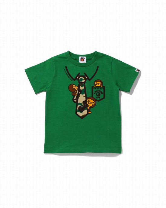 Dětské Tričko Bape 1st Camo Milo Neck Print Zelene | 05362BVXP