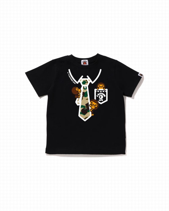 Dětské Tričko Bape 1st Camo Milo Neck Print Černé | 34126GDCF