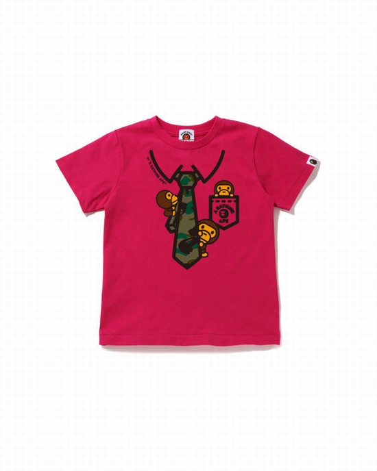 Dětské Tričko Bape 1st Camo Milo Neck Print Růžové | 40527FZQE