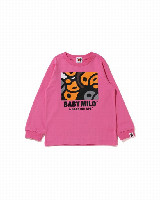Dětské Tričko Bape All Milo Mix L/S Růžové | 27015DZSI