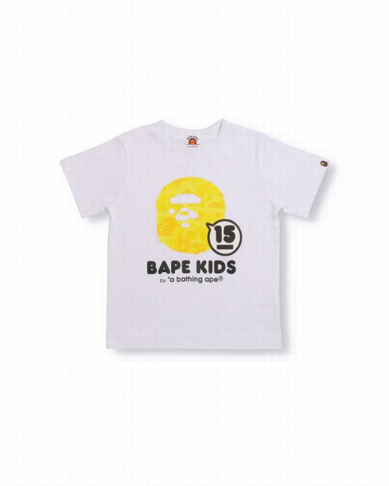 Dětské Tričko Bape BK15th Anniversary ABC Camo Ape Head Bílé | 29586ZKGX