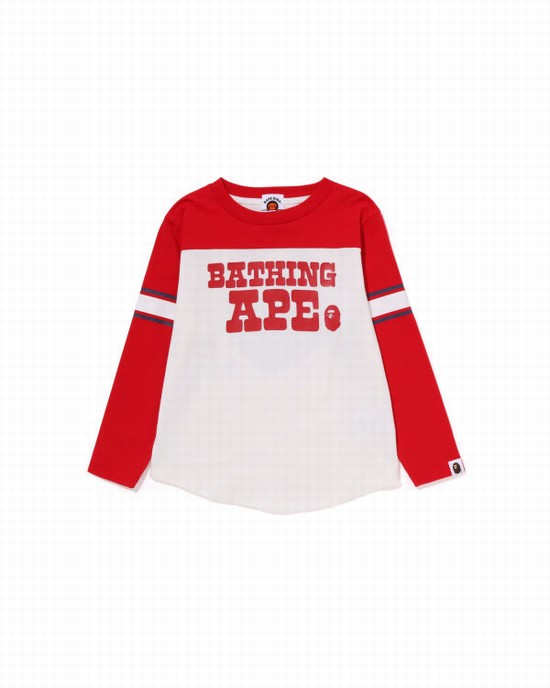 Dětské Tričko Bape Bathing Ape Football L/S Bílé | 92518IYBX