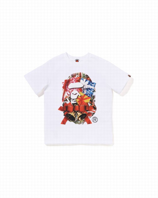 Dětské Tričko Bape Christmas Ape Head Bílé | 81264SKVZ