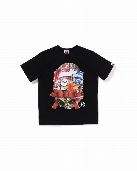 Dětské Tričko Bape Christmas Ape Head Černé | 73152QWGB