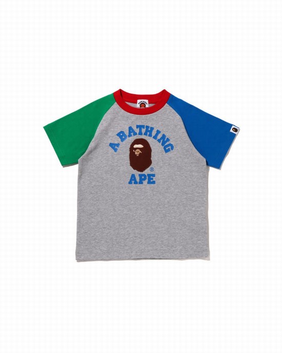 Dětské Tričko Bape College Raglan Šedé | 04851UPFS