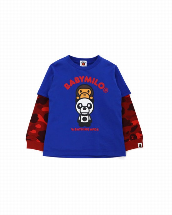 Dětské Tričko Bape Color Camo Milo Panda Layered Long Sleeve Blankyt | 32687GXUP