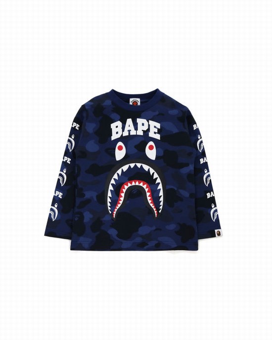 Dětské Tričko Bape Color Camo Shark Print Tmavě Blankyt Blankyt | 58364QWUI