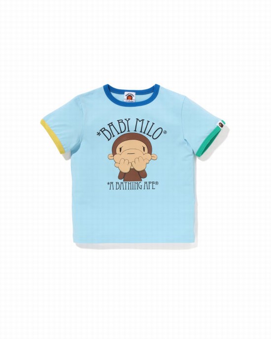 Dětské Tričko Bape Drawn Milo Shy Ringer Světle Blankyt | 54026XFMV