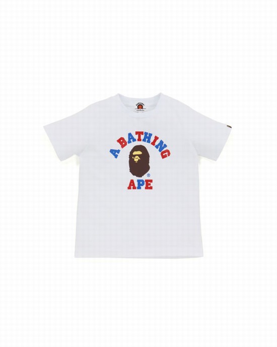 Dětské Tričko Bape Glitter College Bílé | 30412OTXC