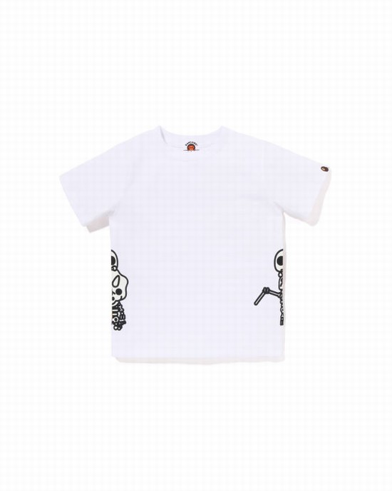 Dětské Tričko Bape Glow In The Dark Bone Dinosaur Bílé | 74809DWMN