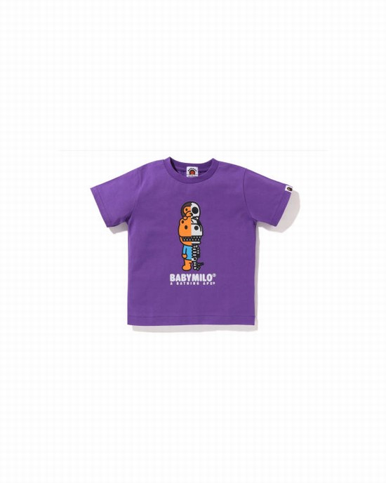 Dětské Tričko Bape Glow In The Dark Rex Bone Fialové | 02156VHBQ