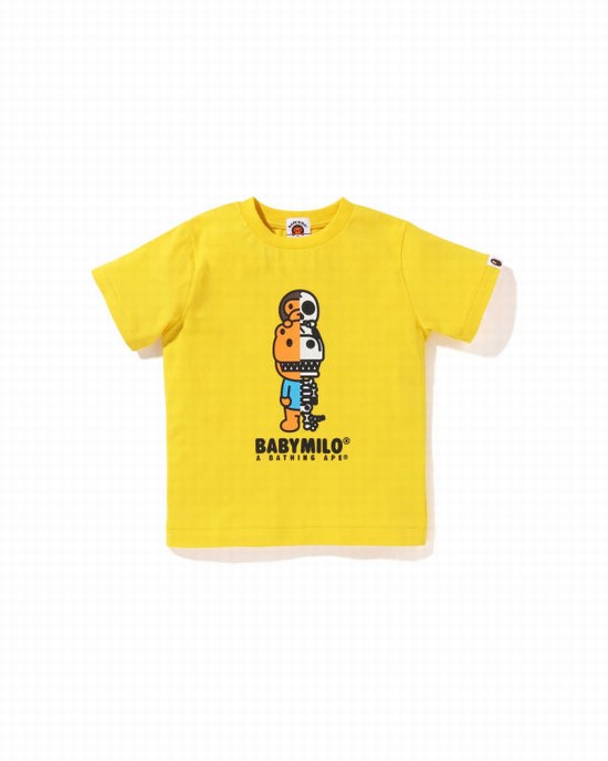 Dětské Tričko Bape Glow In The Dark Rex Bone Žluté | 68402SVDF