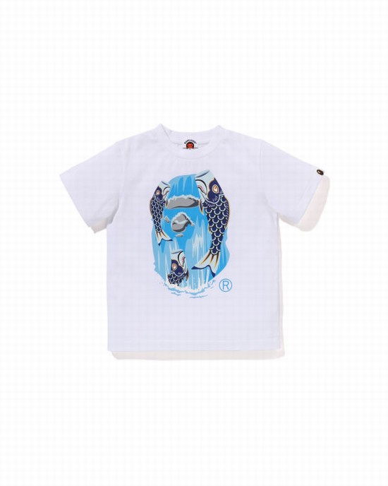 Dětské Tričko Bape Koinobori Waterfall Ape Head Bílé | 87315JWSG