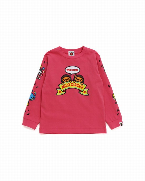 Dětské Tričko Bape Milo Circus L/S Růžové | 40693AUCP