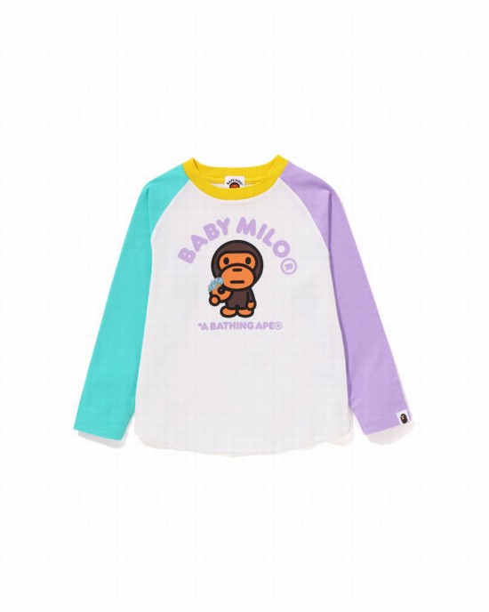 Dětské Tričko Bape Milo Donuts Raglan L/S Bílé | 36205WRCS