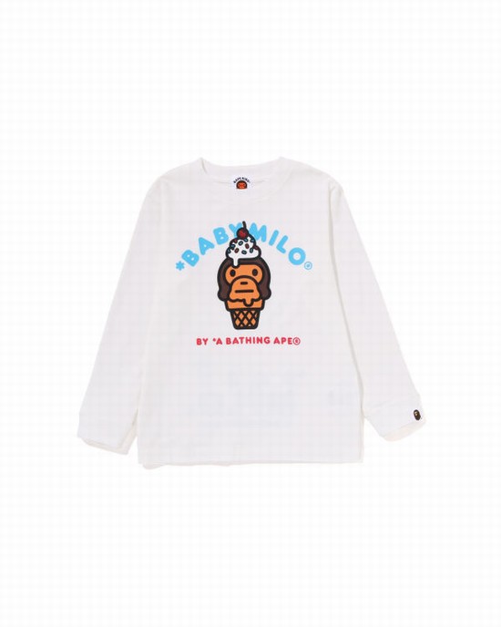 Dětské Tričko Bape Milo Ice Cream L/S Bílé | 14239GHMW