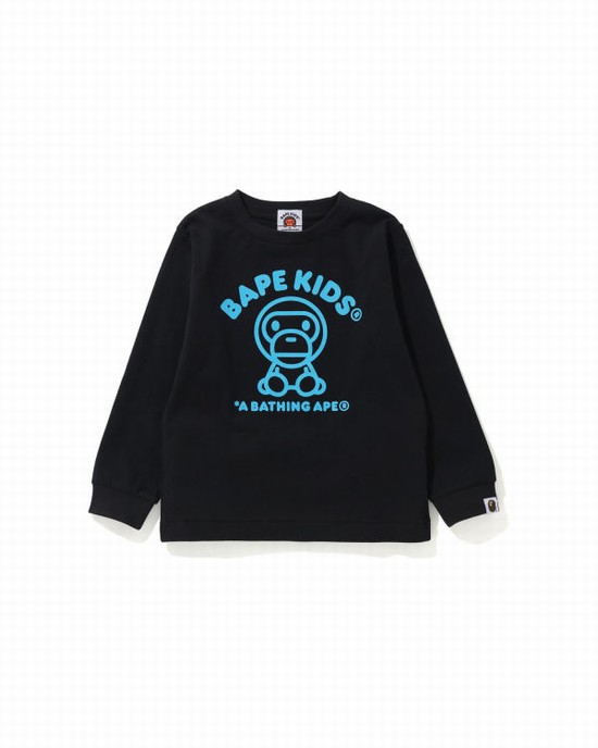 Dětské Tričko Bape Milo Rug L/S Černé | 13962YDWI