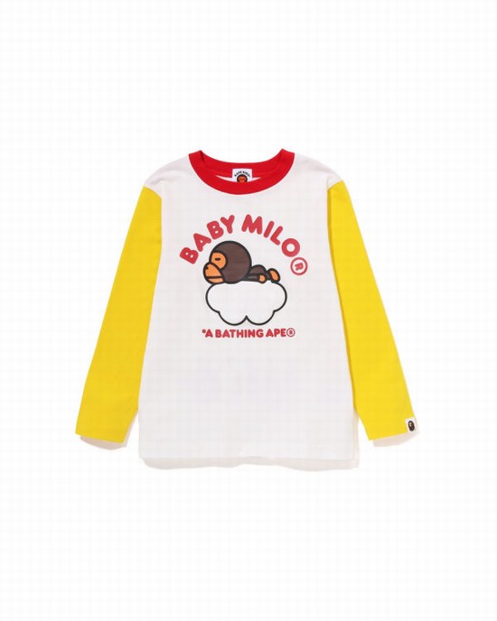 Dětské Tričko Bape Milo Sleep On Cloud L/S Bílé | 65234OHWT