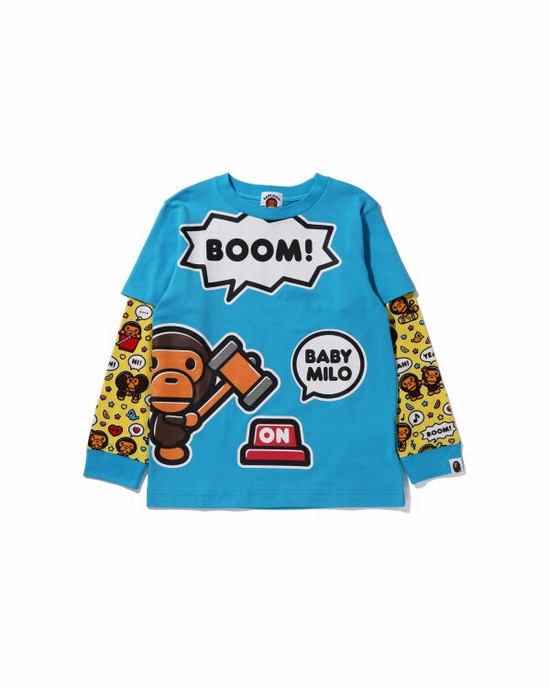 Dětské Tričko Bape Milo Speech Balloon Layered L/S Blankyt | 04169FNPD