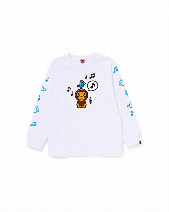 Dětské Tričko Bape Milo Speech Balloon L/S #2 Bílé | 17345NXVG