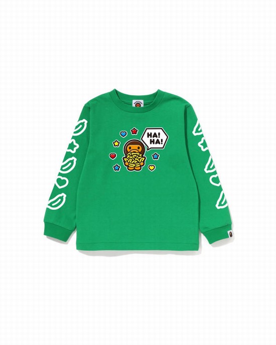Dětské Tričko Bape Milo Speech Balloon L/S #1 Mátově Zelená | 35274ADRN