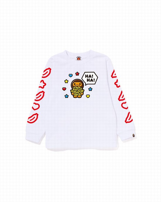 Dětské Tričko Bape Milo Speech Balloon L/S #1 Bílé | 63910UMVC