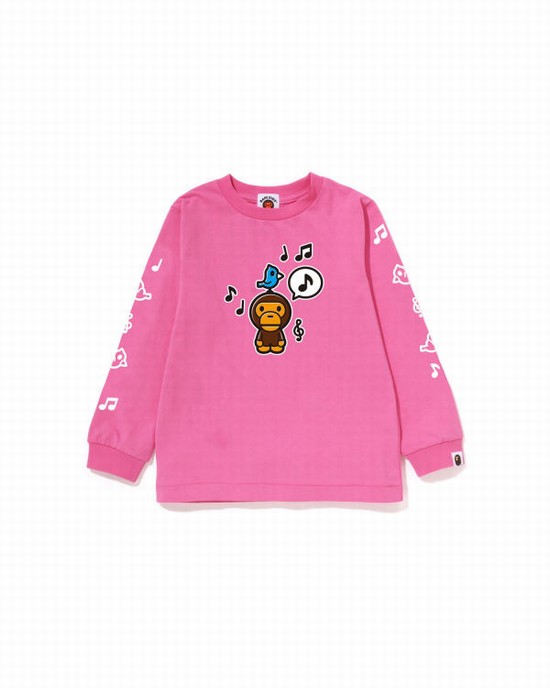 Dětské Tričko Bape Milo Speech Balloon L/S #2 Růžové | 86345PUFS