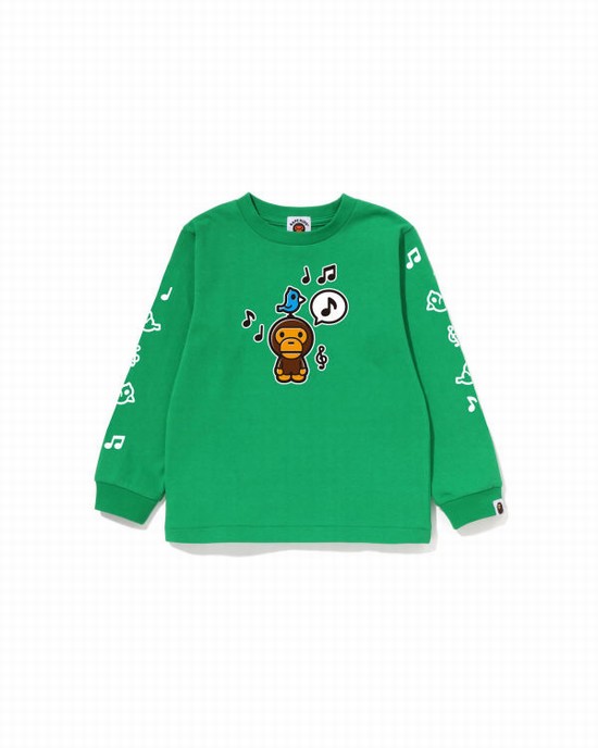 Dětské Tričko Bape Milo Speech Balloon L/S #2 Mátově Zelená | 97853TXCF