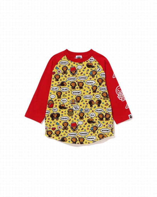 Dětské Tričko Bape Milo Speech Balloon Raglan 3/4 Sleeve Světle Červené | 62801PUCO