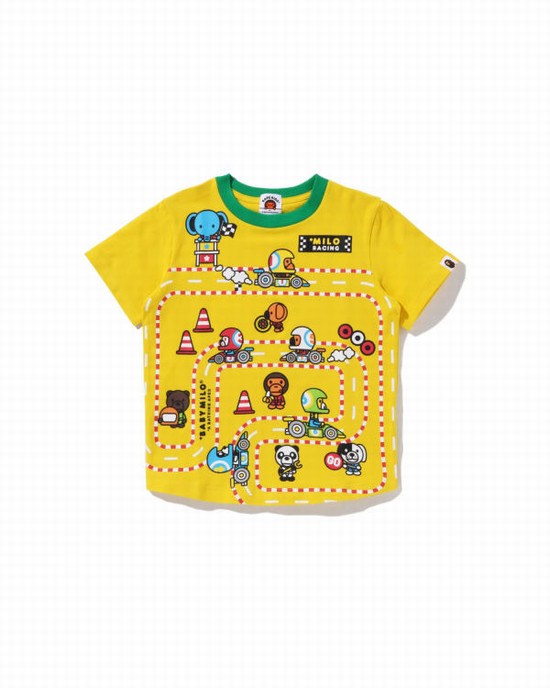 Dětské Tričko Bape Milo Závodní Big Panel Žluté | 26541YICQ