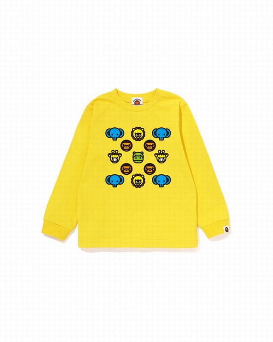Dětské Tričko Bape Milogram L/S Žluté | 90725XRBZ