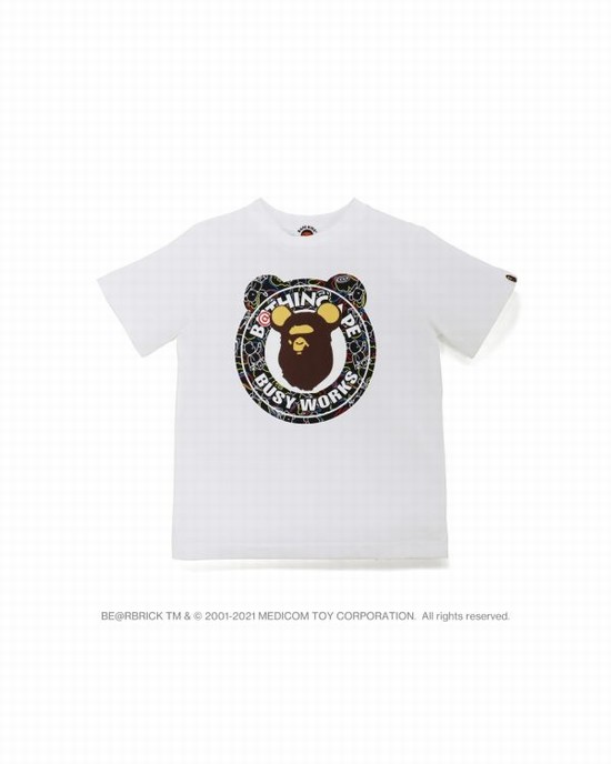 Dětské Tričko Bape X Medicom Toy Camo BE@R Busy Works Bílé | 03278AQUL