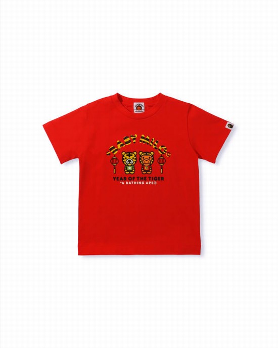 Dětské Tričko Bape Year Of The Tiger Milo Světle Červené | 85130BWZY