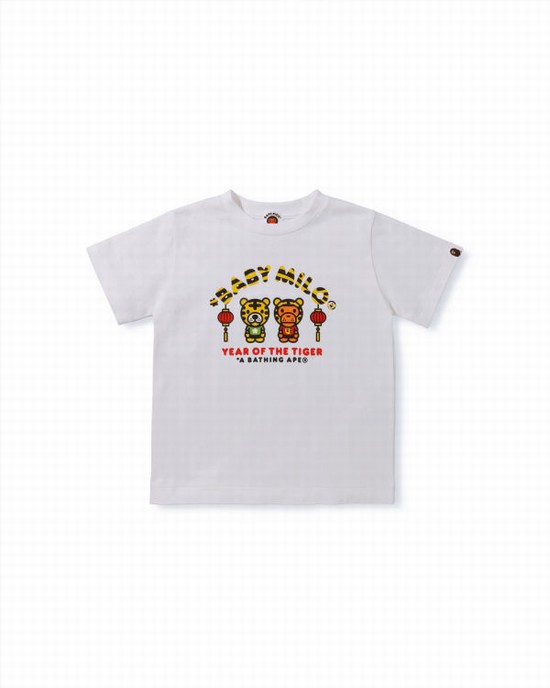 Dětské Tričko Bape Year Of The Tiger Milo Bílé | 92861ZPKQ